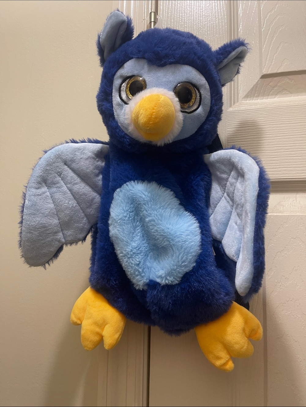 Plush Navy & Light Blue Owl Kids Critter Backpack with Yellow Beak and Feet